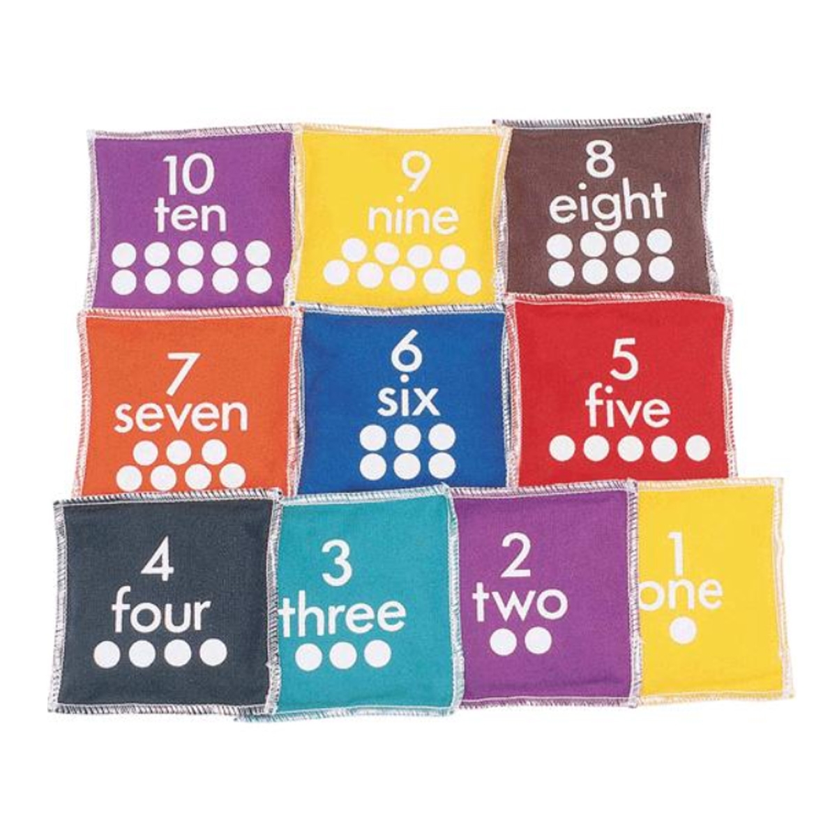 set of 10 bean bags with numbers on them