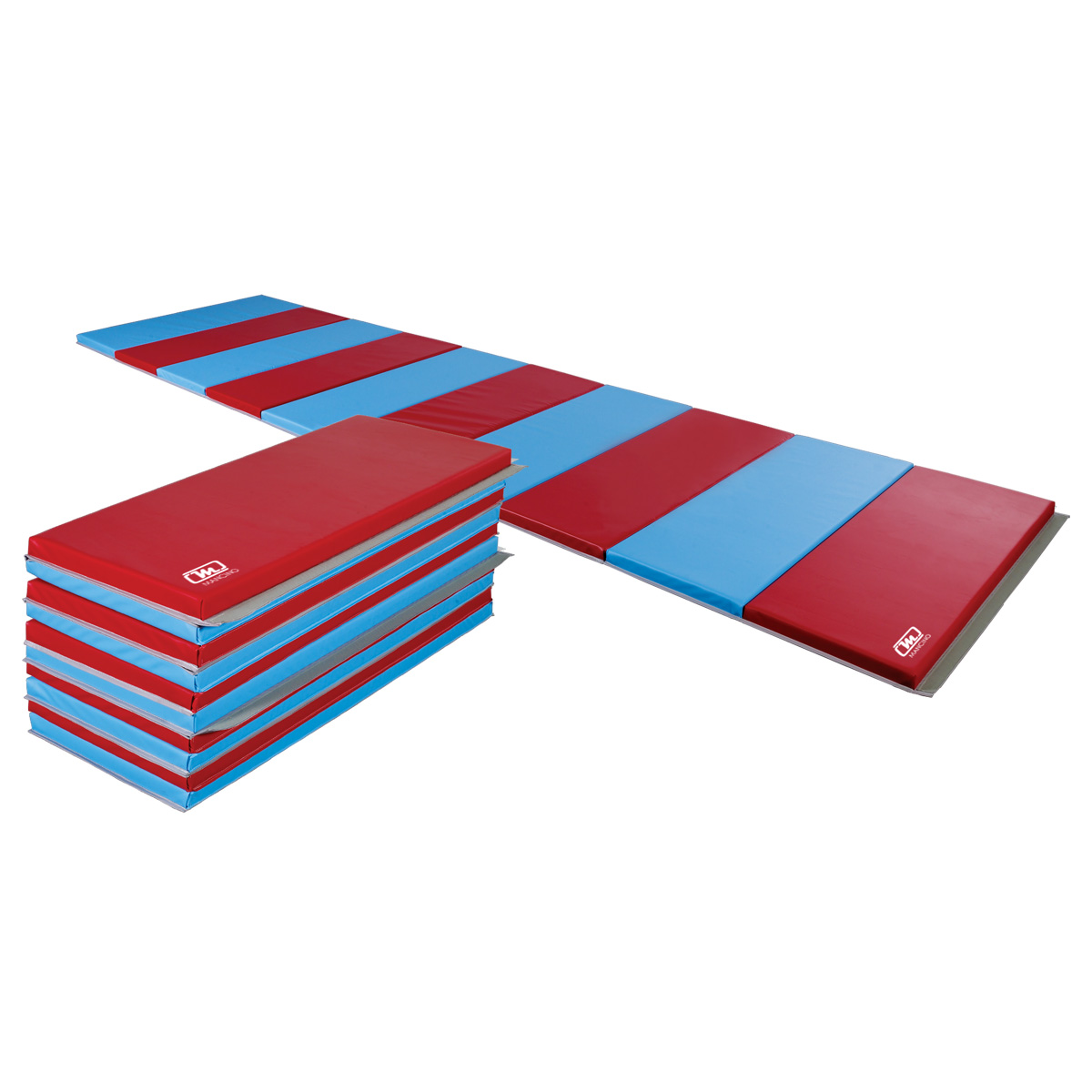 mancino mats - red and blue 2-3/8” Educator combo-foam folding panel mat