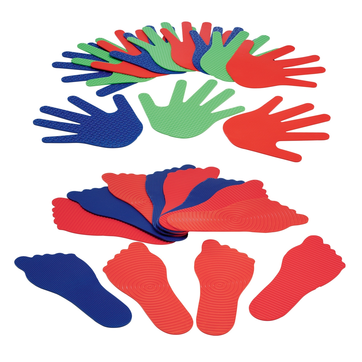 set of green blue or red feelies hands and feet markers