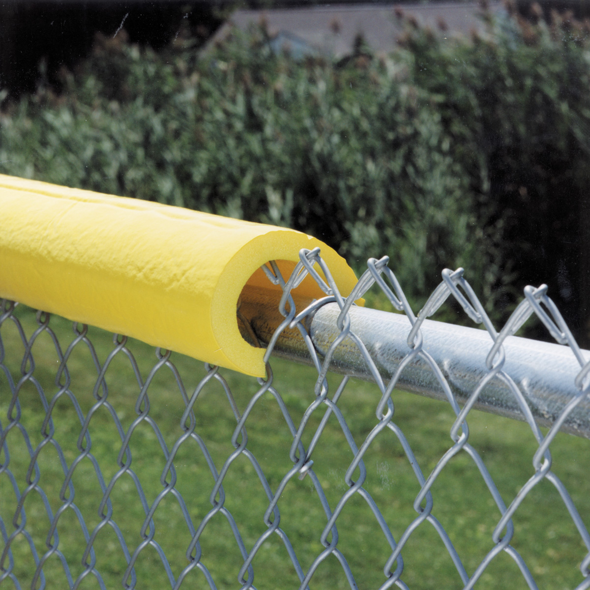 foam on top of chain-link fence for rail top padding