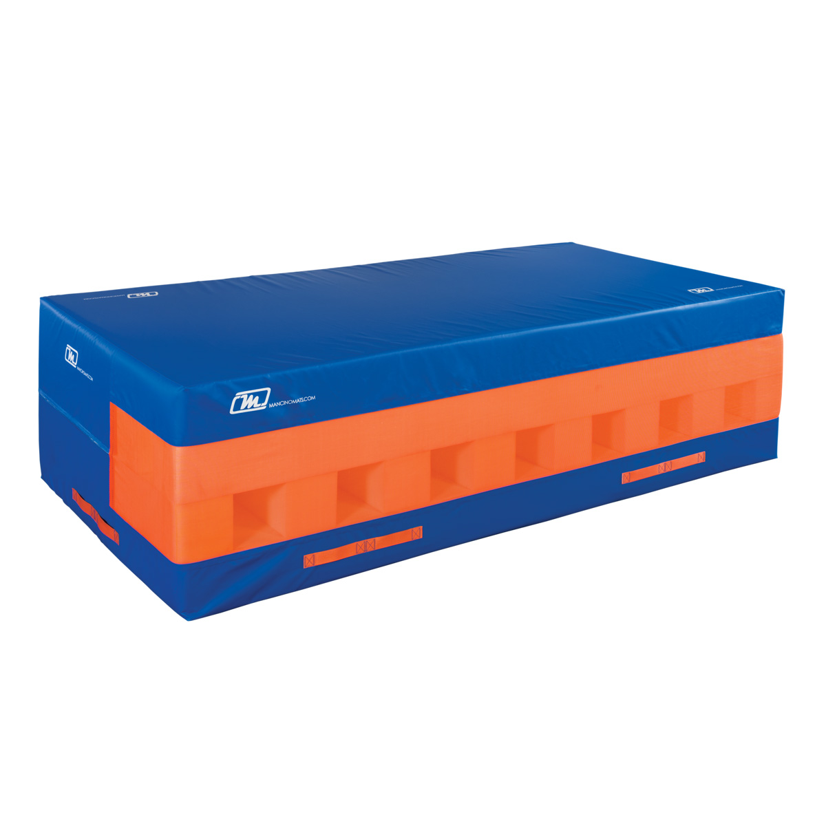 blue and orange safety resi pit for landings and falls - resi pit - mancino mats