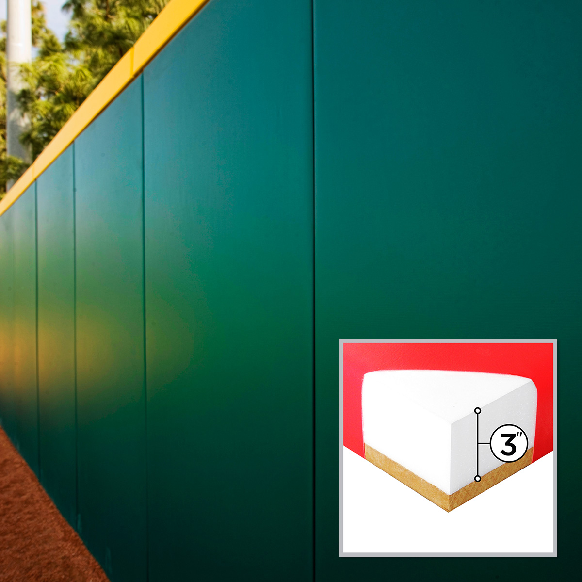green and yellow stadium wall padding in rancho cucamonga california
