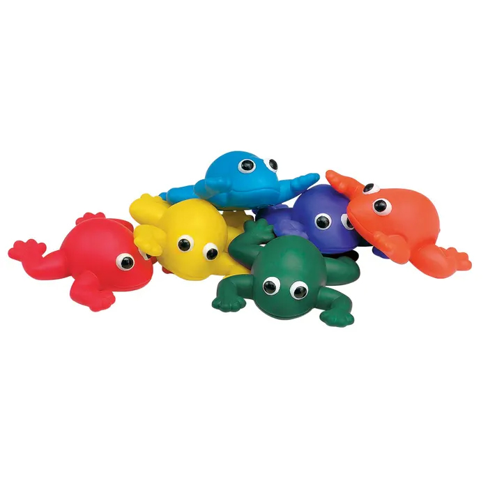 SS-Indestructible Bean Bag Frogs, Assorted Colors, Vinyl, Set of 6