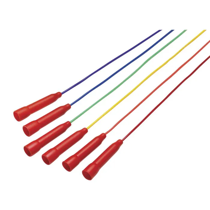 SS-Jump Ropes, 7 Feet, Assorted Colors, Red Handles, Set of 6