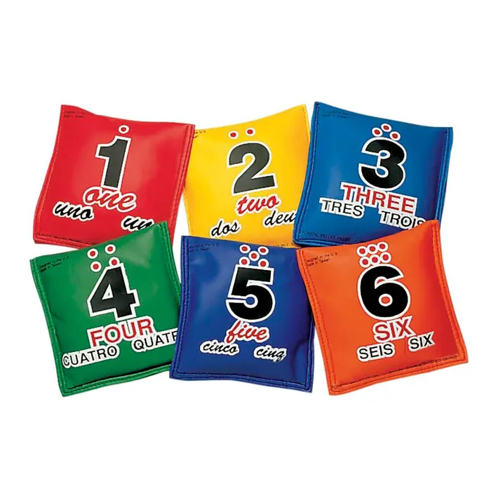 SS-Tri-Lingual Sequencing Educational Bean Bags, Assorted Colors, Set of 6