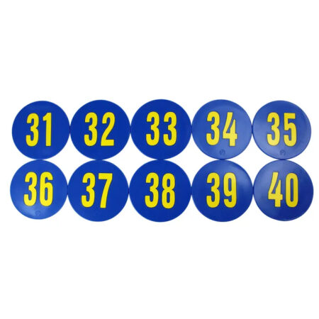 SS-Poly Enterprises Numbered 31 to 40 Spots, 9 Inches, Poly Molded Vinyl, Blue, Set of 10
